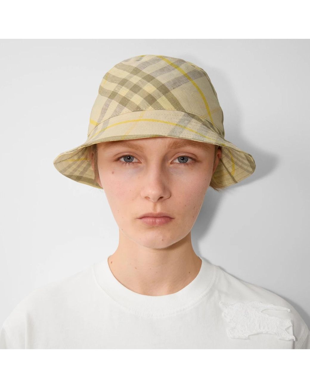 Burberry Metallic Checkered Wide-Brim Bucket Hat for men