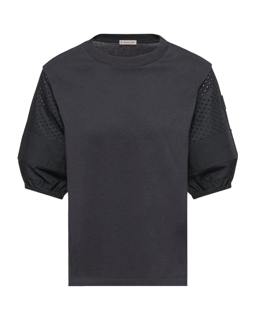 Moncler Blue Puff Sleeve Detailed Crewneck Top