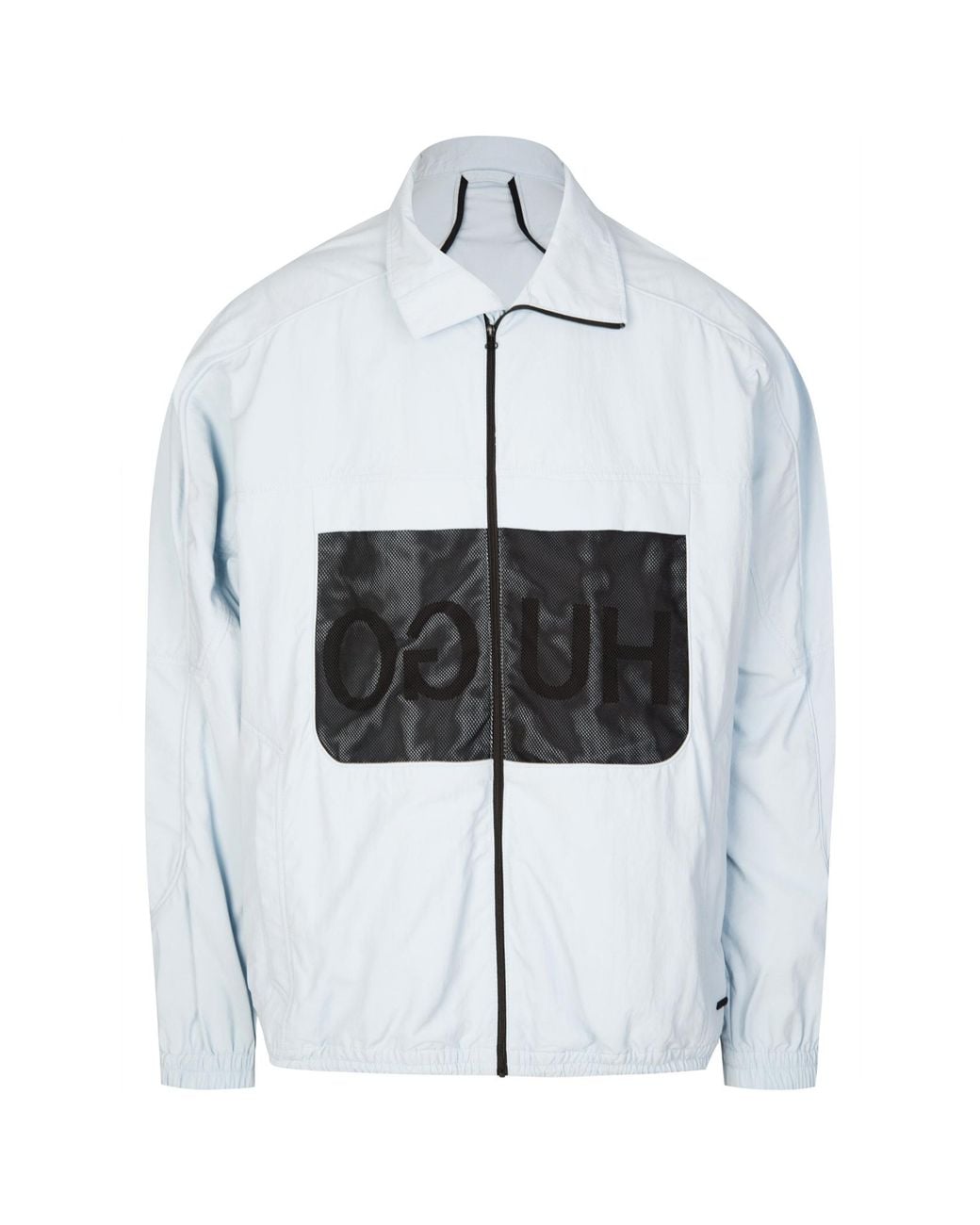 Boss White Hugo Mesh Logo Detailed Windbreaker for men