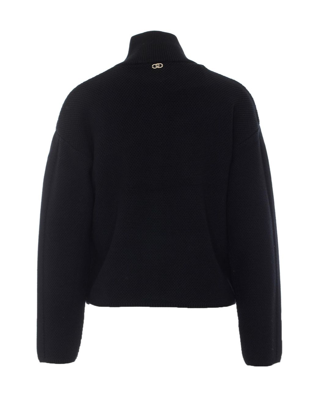 Liu Jo Blue Textured High-Neck Knitted Jacket