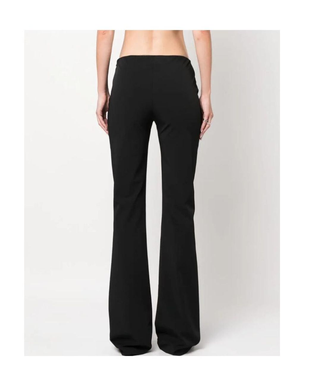 Blumarine Black Bow-Detailed Scallop Edge Flared Trousers