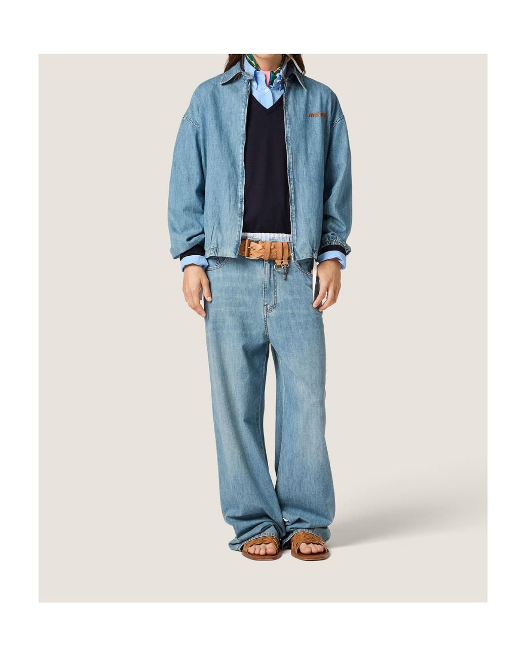 Miu Miu Blue Chambray Blouson Jacket