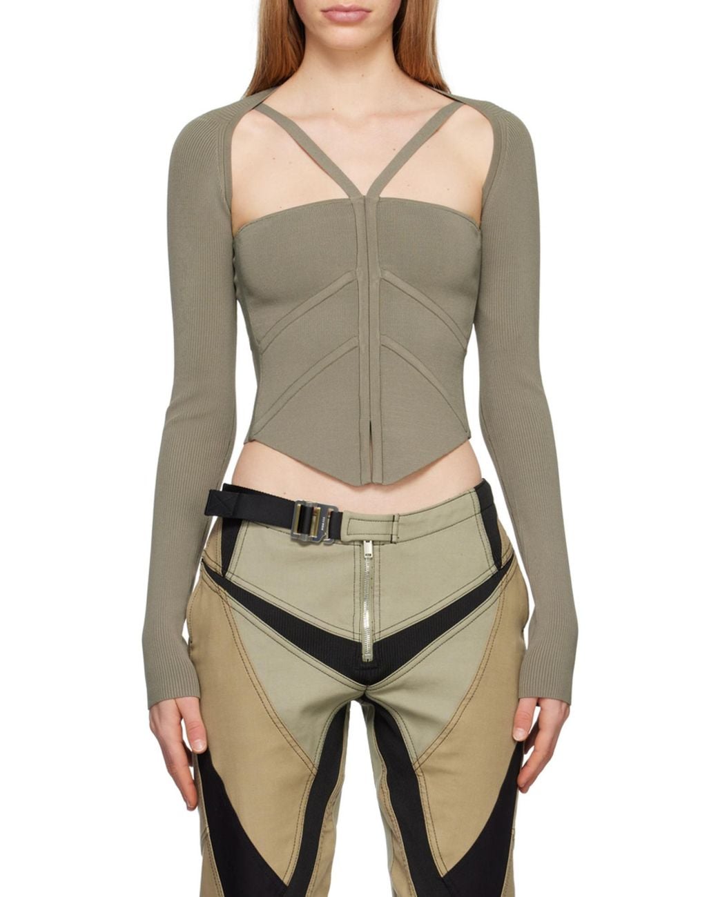 Dion Lee Natural Square-Neck Corset-Style Top