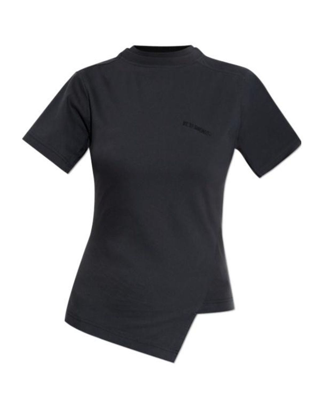 Vetements Black Logo Embroidered Asymmetric T-Shirt