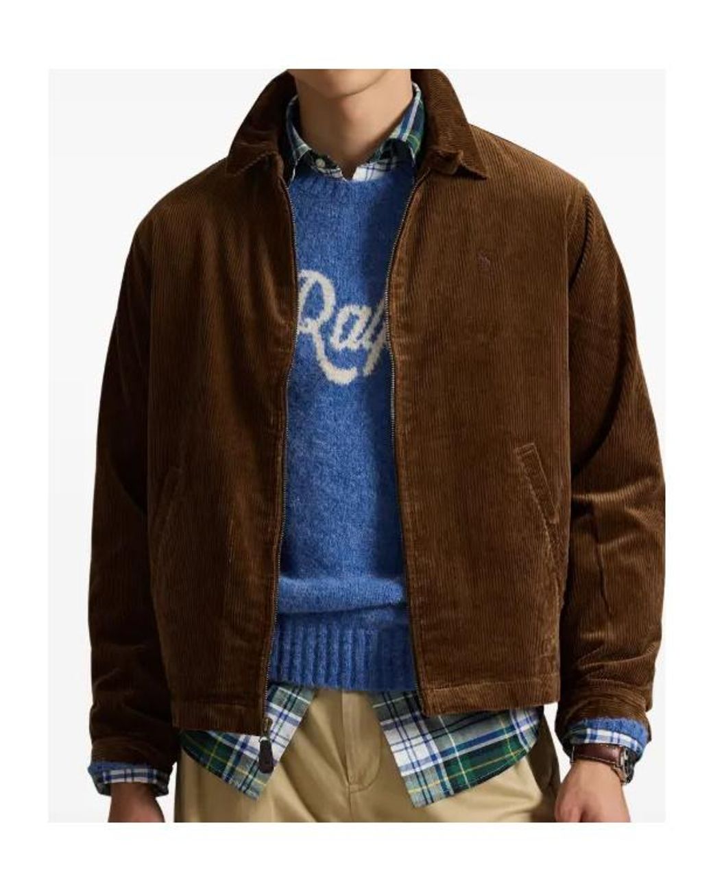Polo Ralph Lauren Brown Embroidered-Logo Corduroy Jacket for men