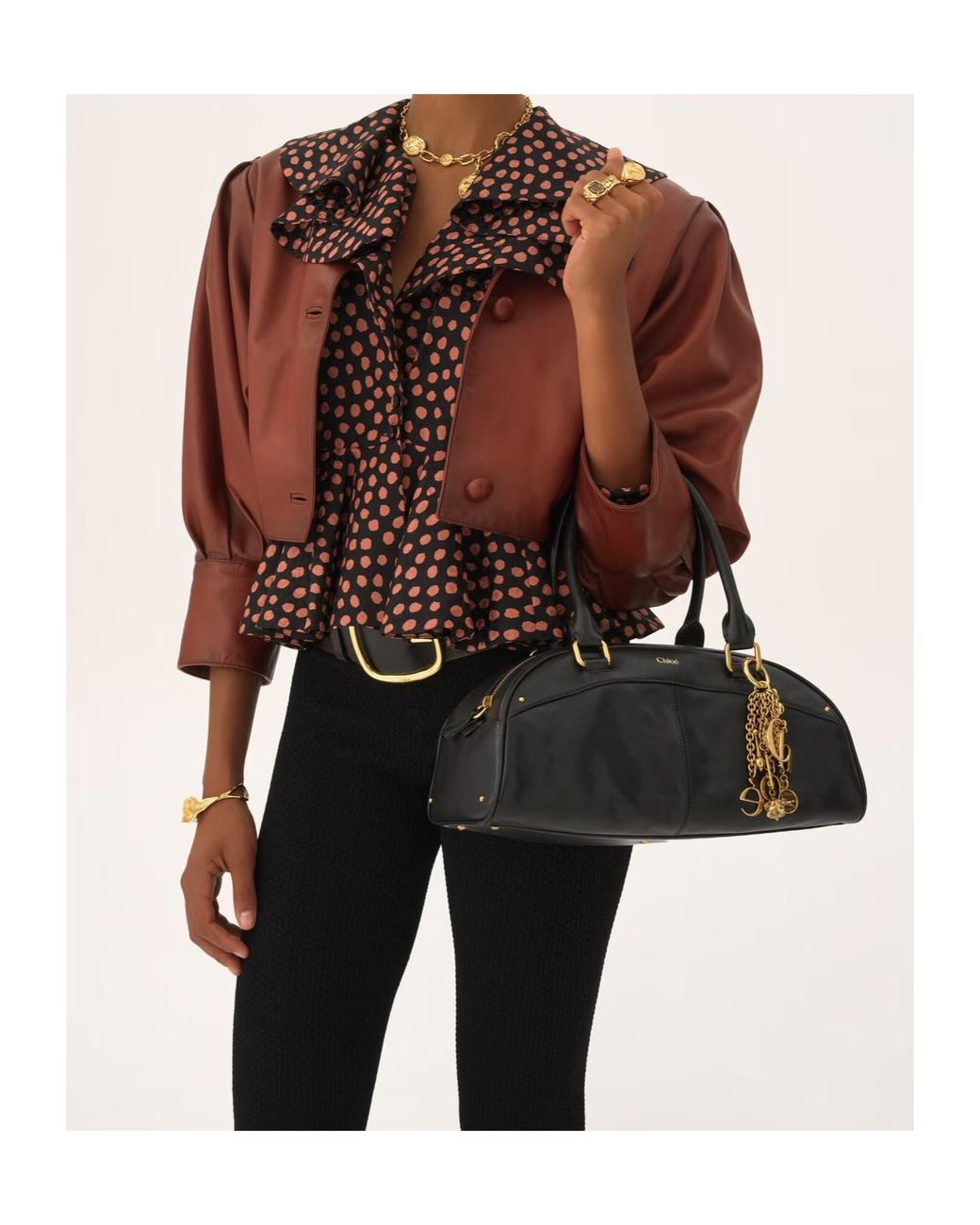 Chloé Black Chloé Bowling Zipped Top Handle Bag
