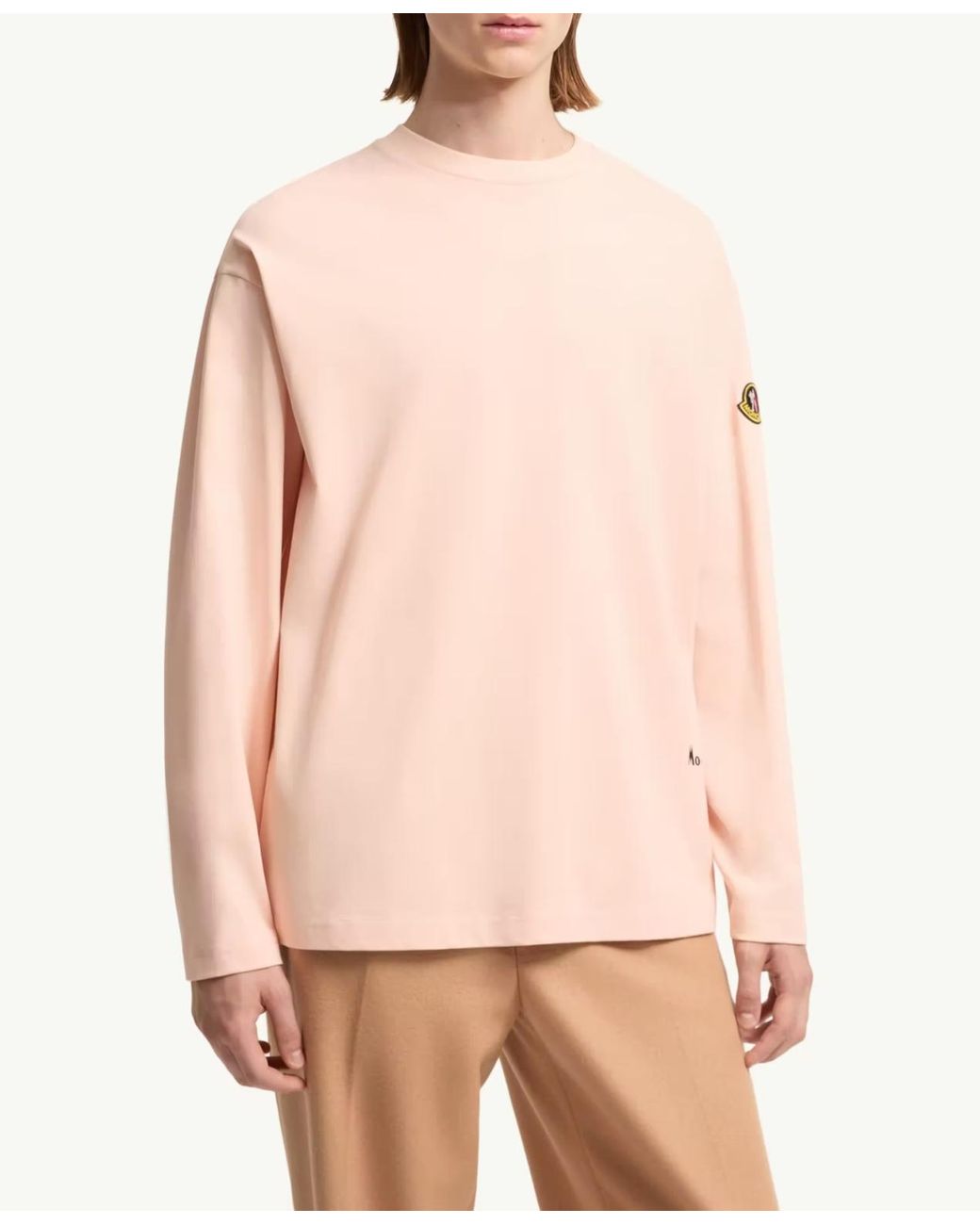 Moncler Pink K2 Print Long Sleeve Cotton T-Shirt for men