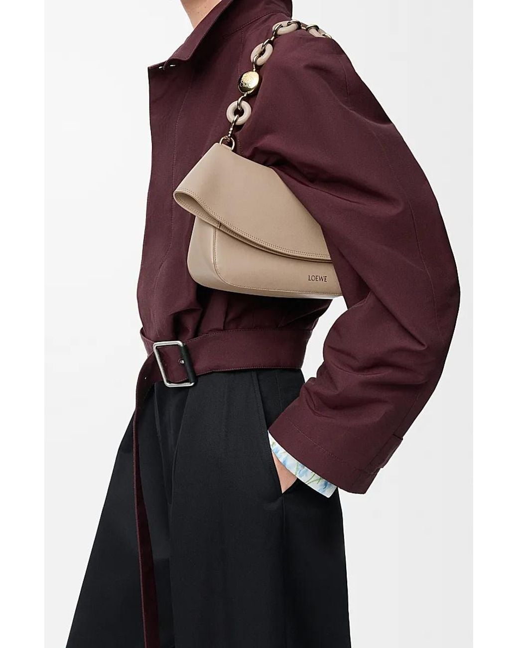 Loewe Natural Medium Leather Ola Shoulder Bag