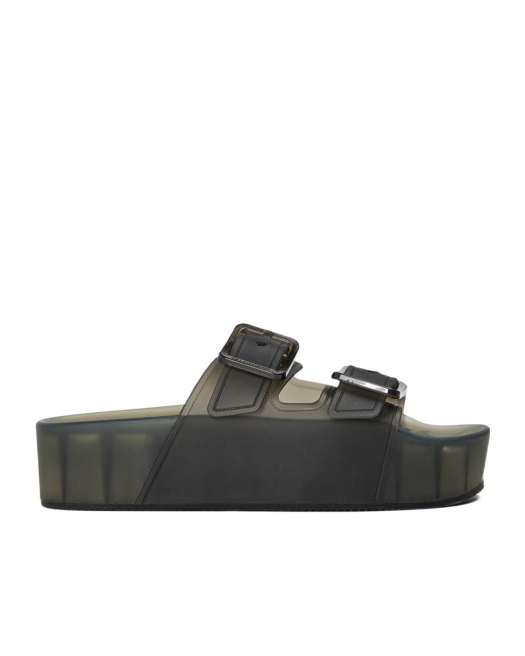 Balenciaga Black Buckle Platform Slippers