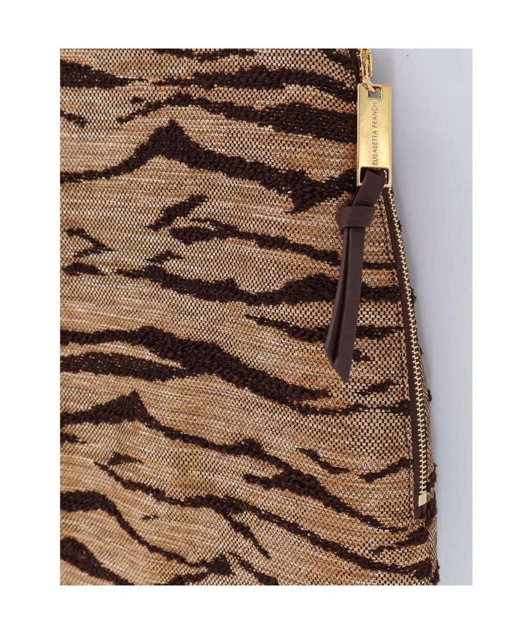 Elisabetta Franchi Natural Raffia-Effect Print Mini Skirt