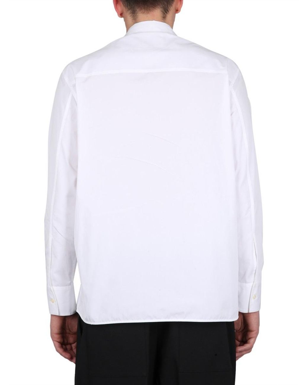 Jil Sander White Zipped Long-Sleeved Shirt for men