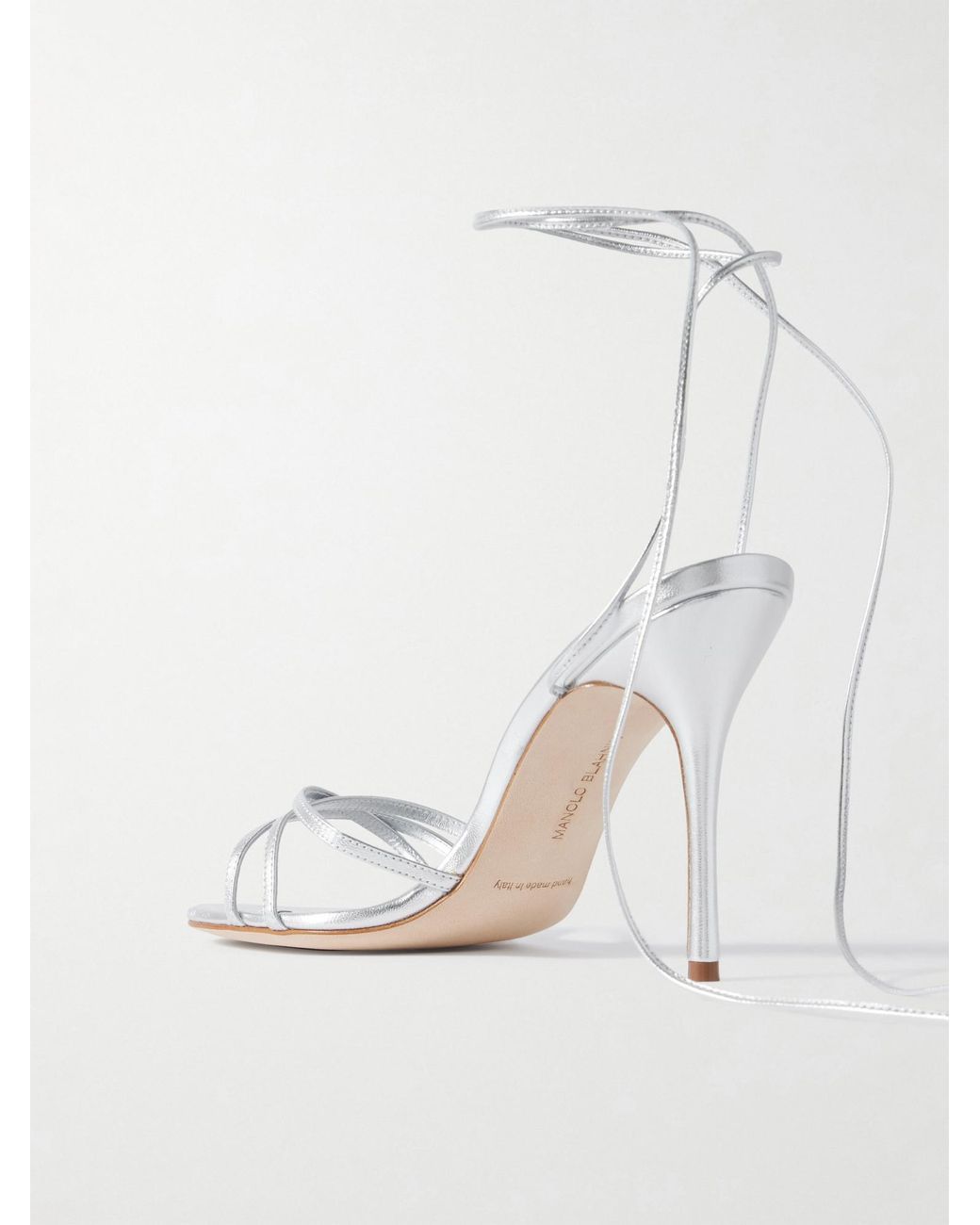 Manolo Blahnik Natural Leva 105 Metallic Leather Sandals