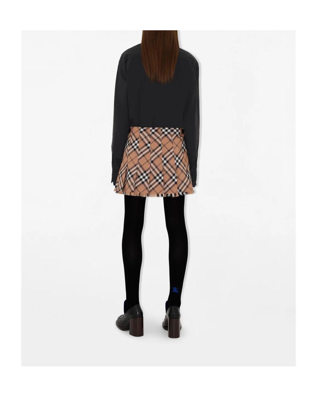 Burberry Brown Checked Pleated Mini Skirt