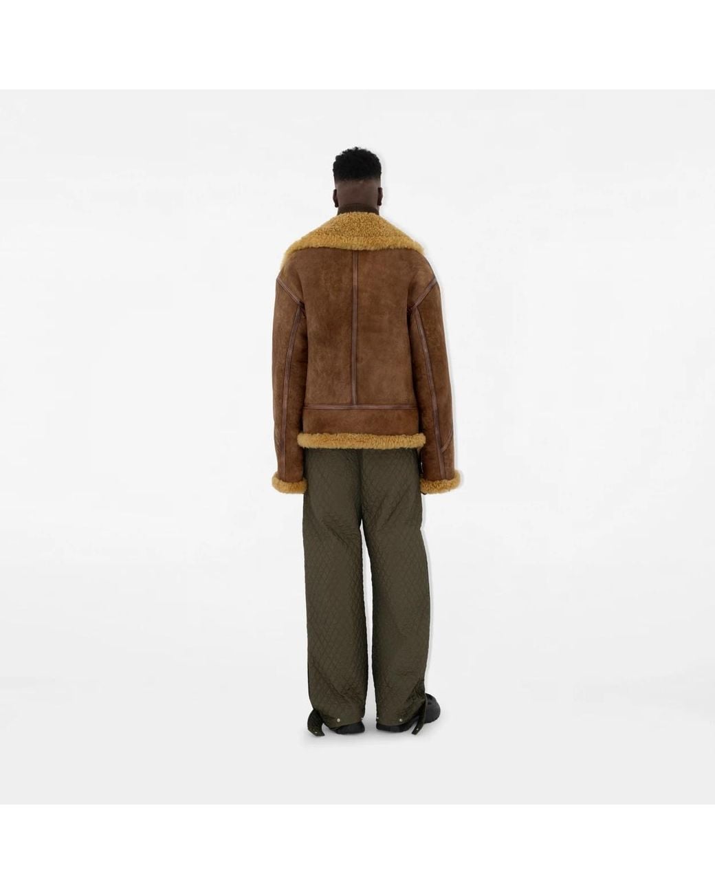 Burberry Green Diamond-Quilted Straight-Leg Trousers for men