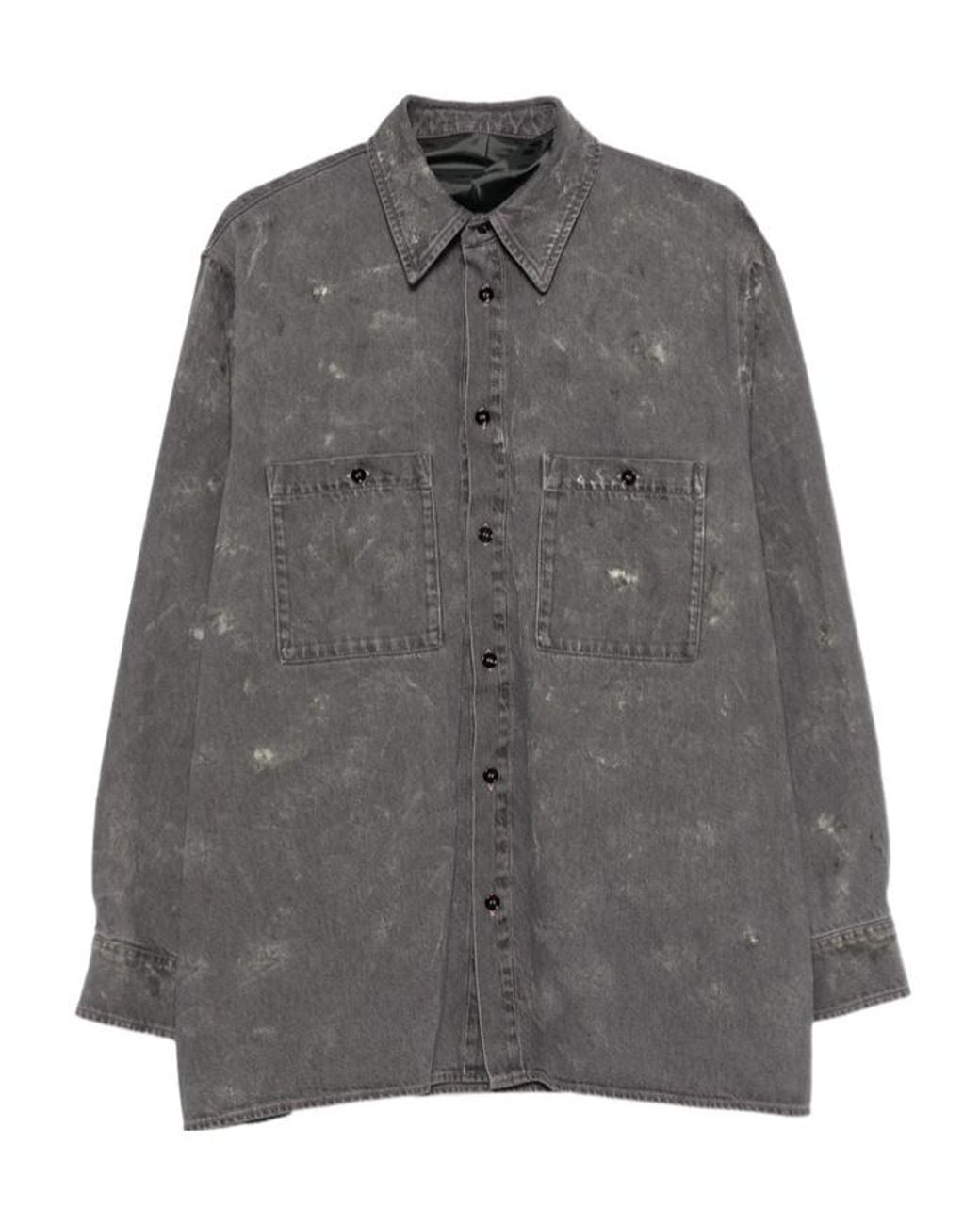 MM6 by Maison Margiela Gray Distressed Buttoned Denim Jacket for men