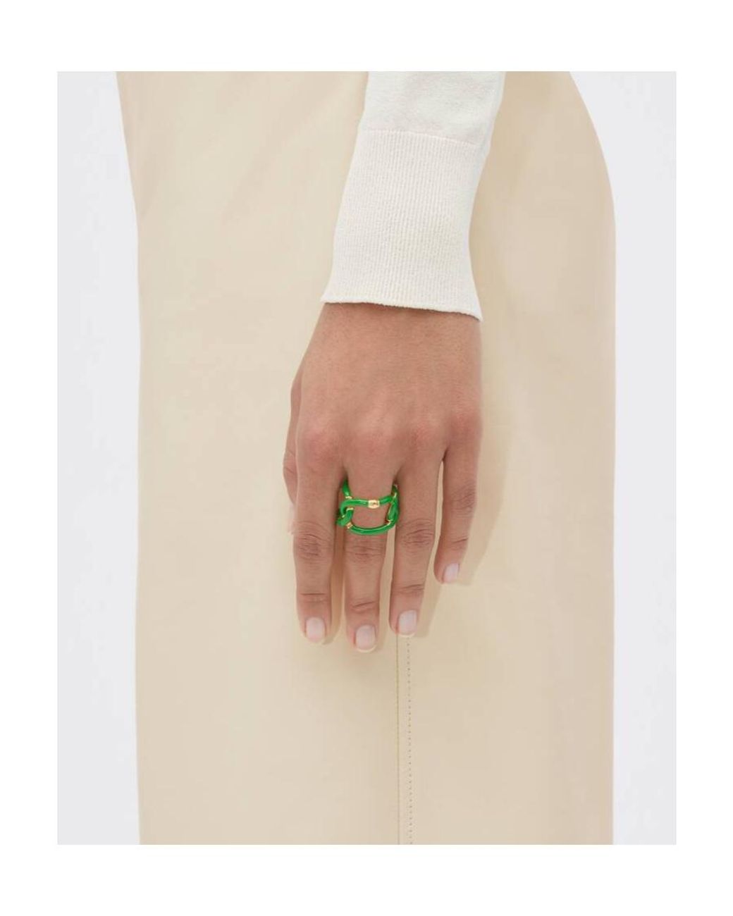 Bottega Veneta Green Two-Toned Chians Ring for men