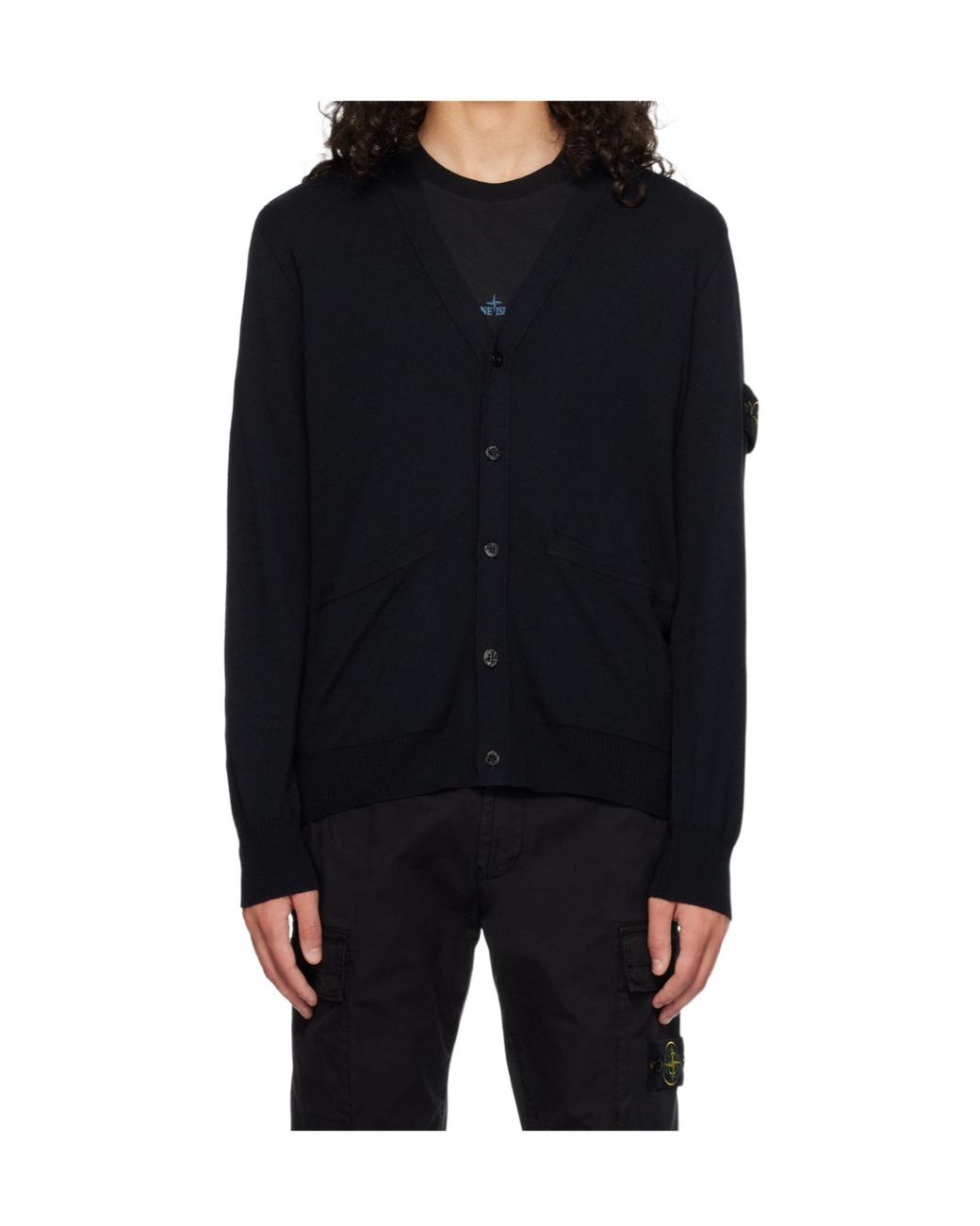 Stone Island Blue Long-Sleeve Knitted Cardigan for men