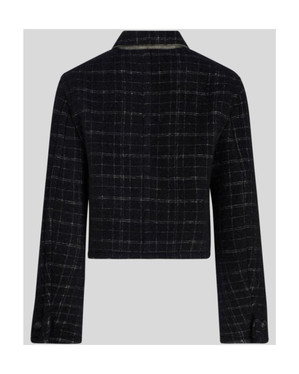 Etro Black Floral Embroidered Checked Coat