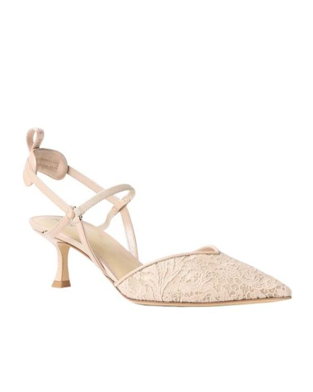 Fendi Natural Very Colibrì Nude-Colored Tulle Medium-Heeled Slingbacks