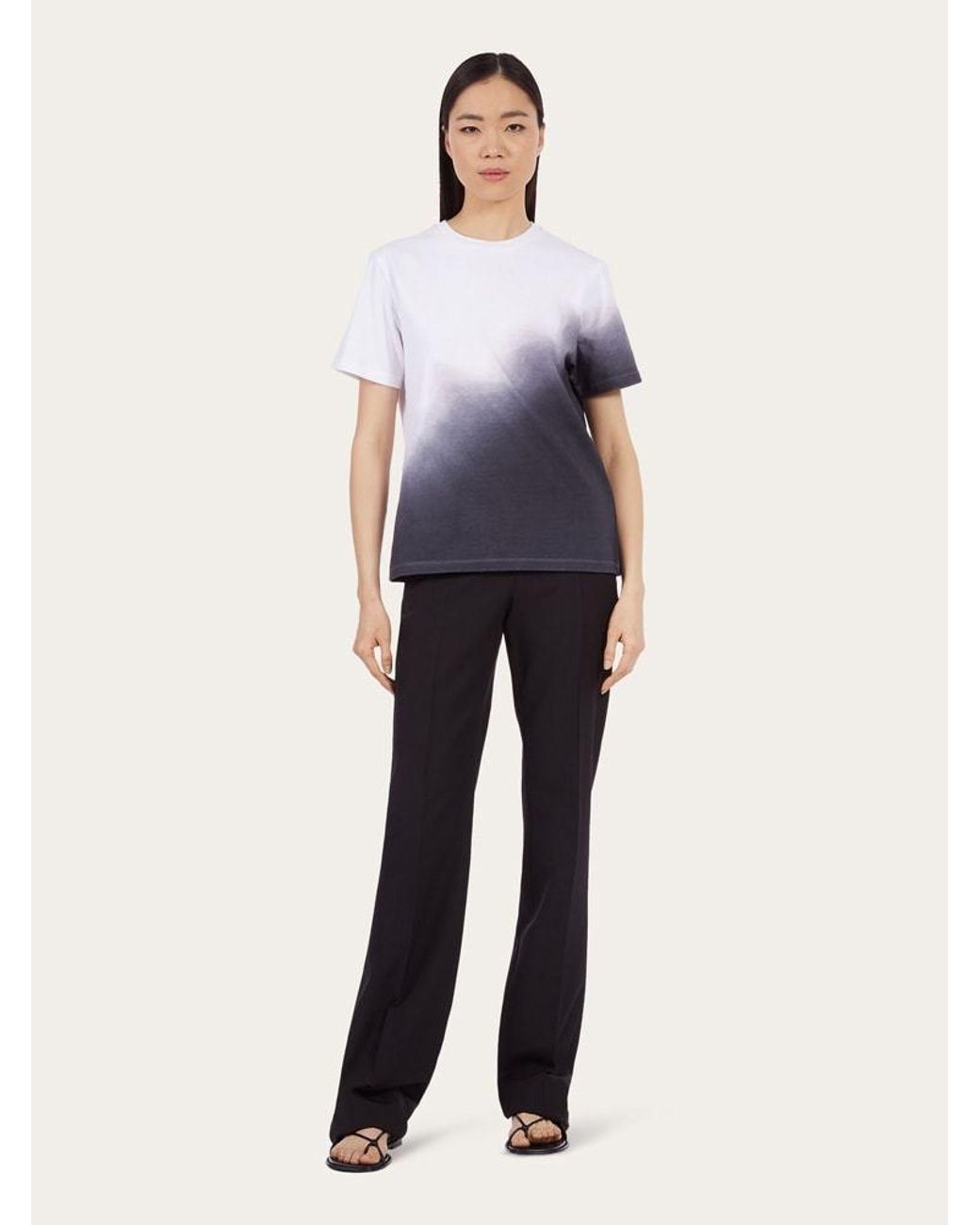 Ferragamo Blue T-Shirt With Round Neck And Short Sleeves