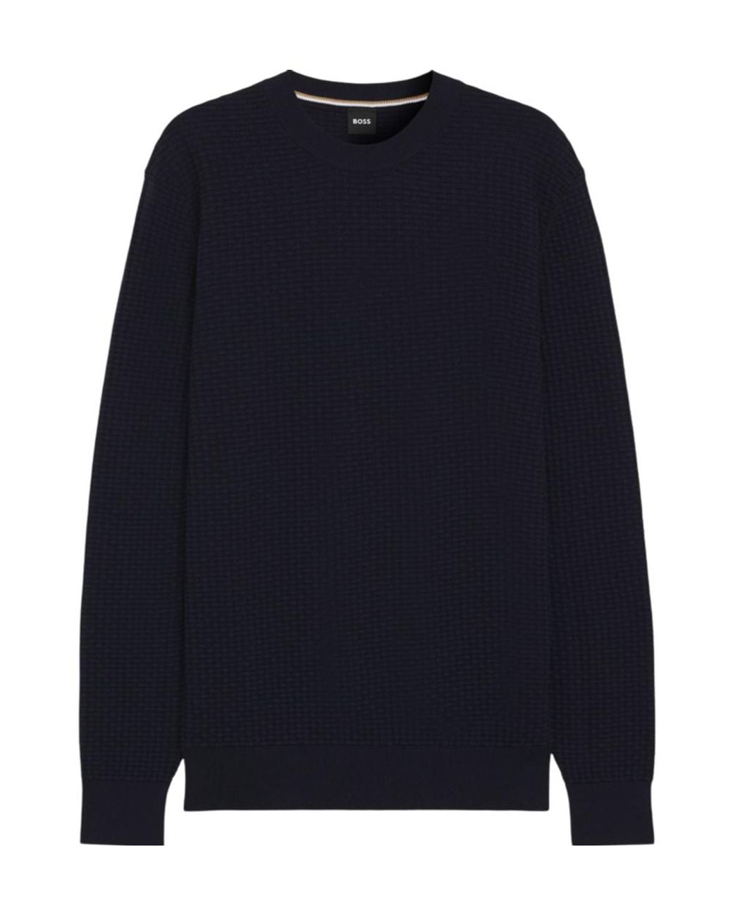 Boss Blue Boss Textured Crew Neck Knitted Sweater for men