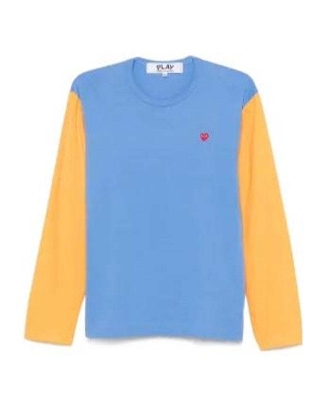 COMME DES GARÇONS PLAY Blue Heart-Patch Two-Tone T-Shirt