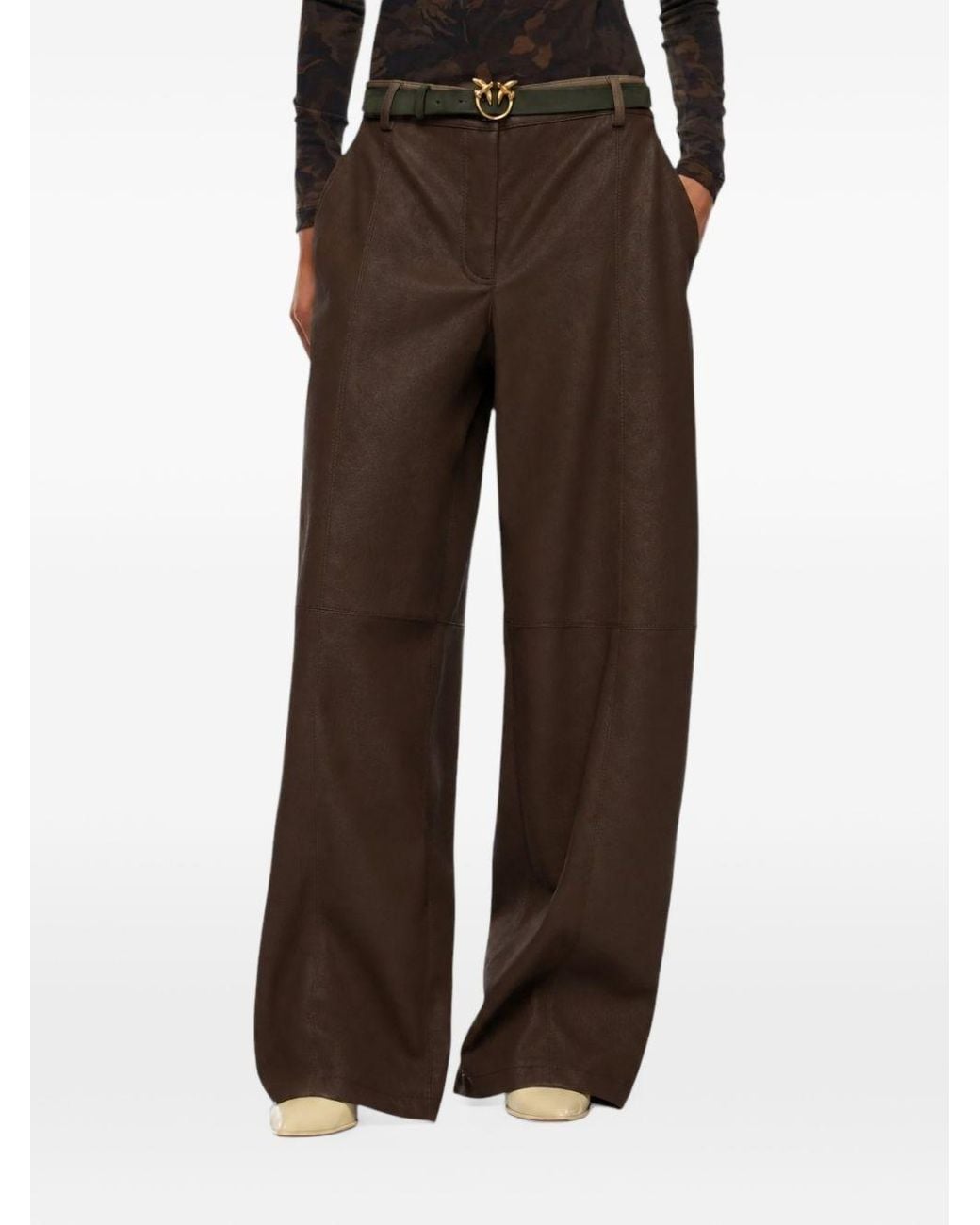 Pinko Brown Wide-Leg Pants