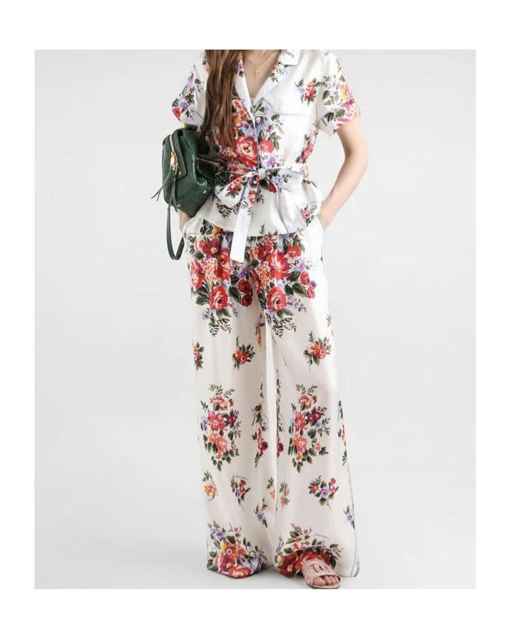 Dolce & Gabbana White Flower Bouquet-Printed Twill Vanity Shirt