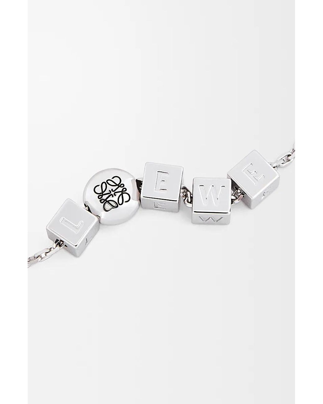 Loewe White Pebble Cube Sterling Necklace