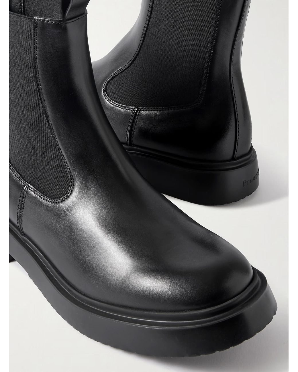 Proenza Schouler Black Bank Leather Chelsea Boots