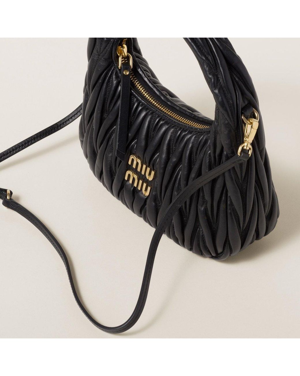 Miu Miu Black Wander Hobo Bag