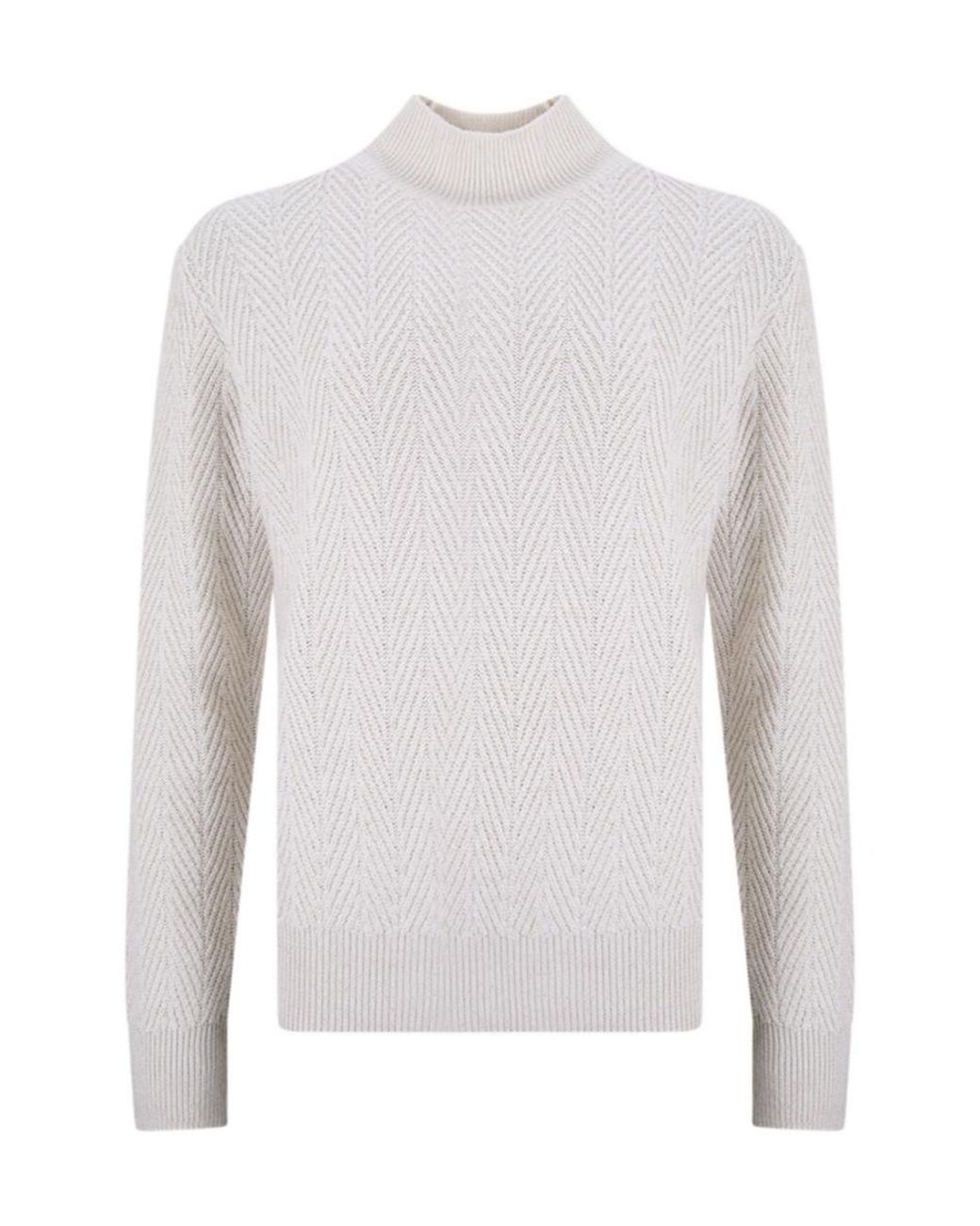 Herno White High-Neck Textured Sweater