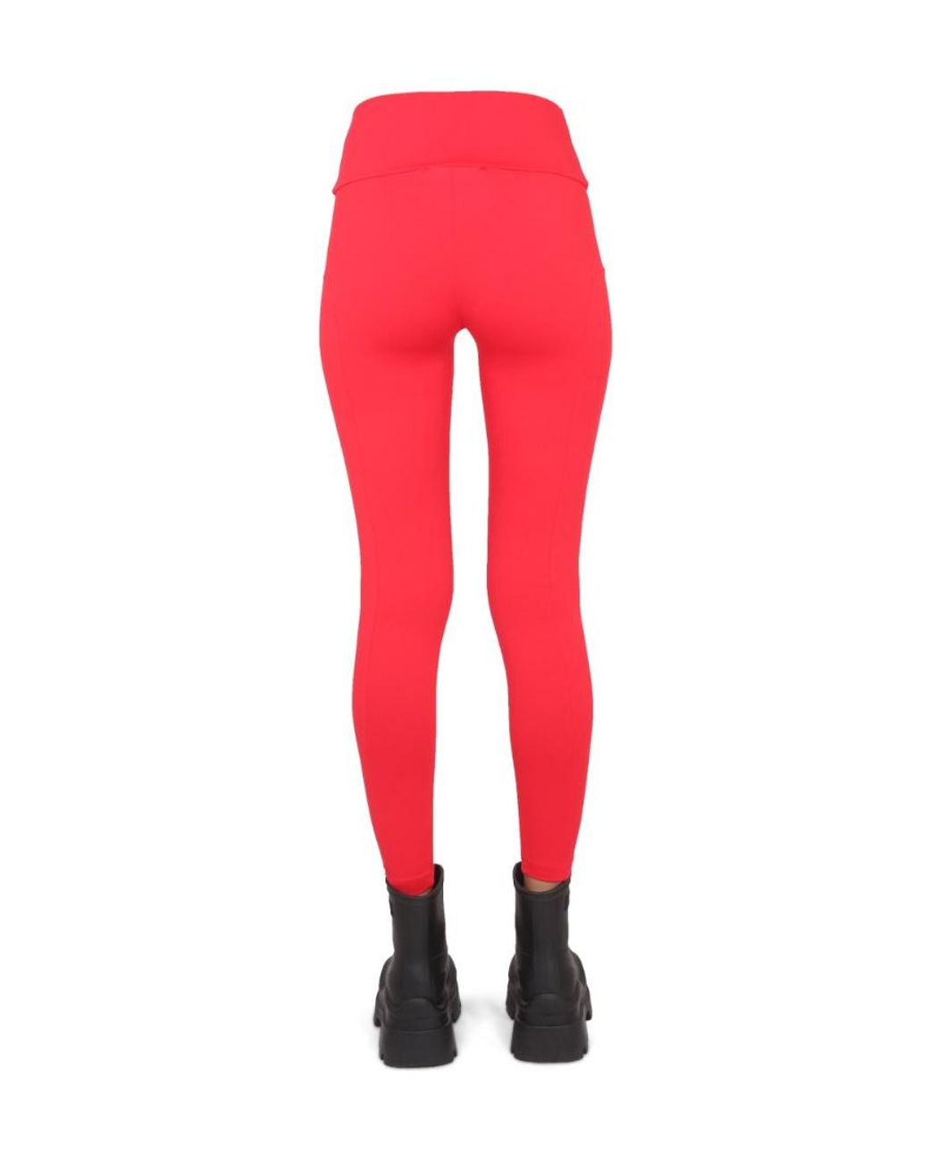 MSGM Red Logo Detailed High Waist Leggings