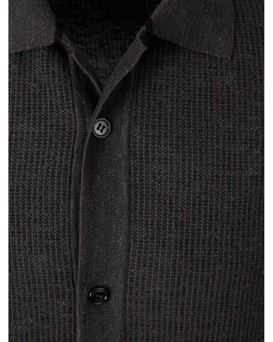 Brioni Black Casual Knit Polo Shirt for men