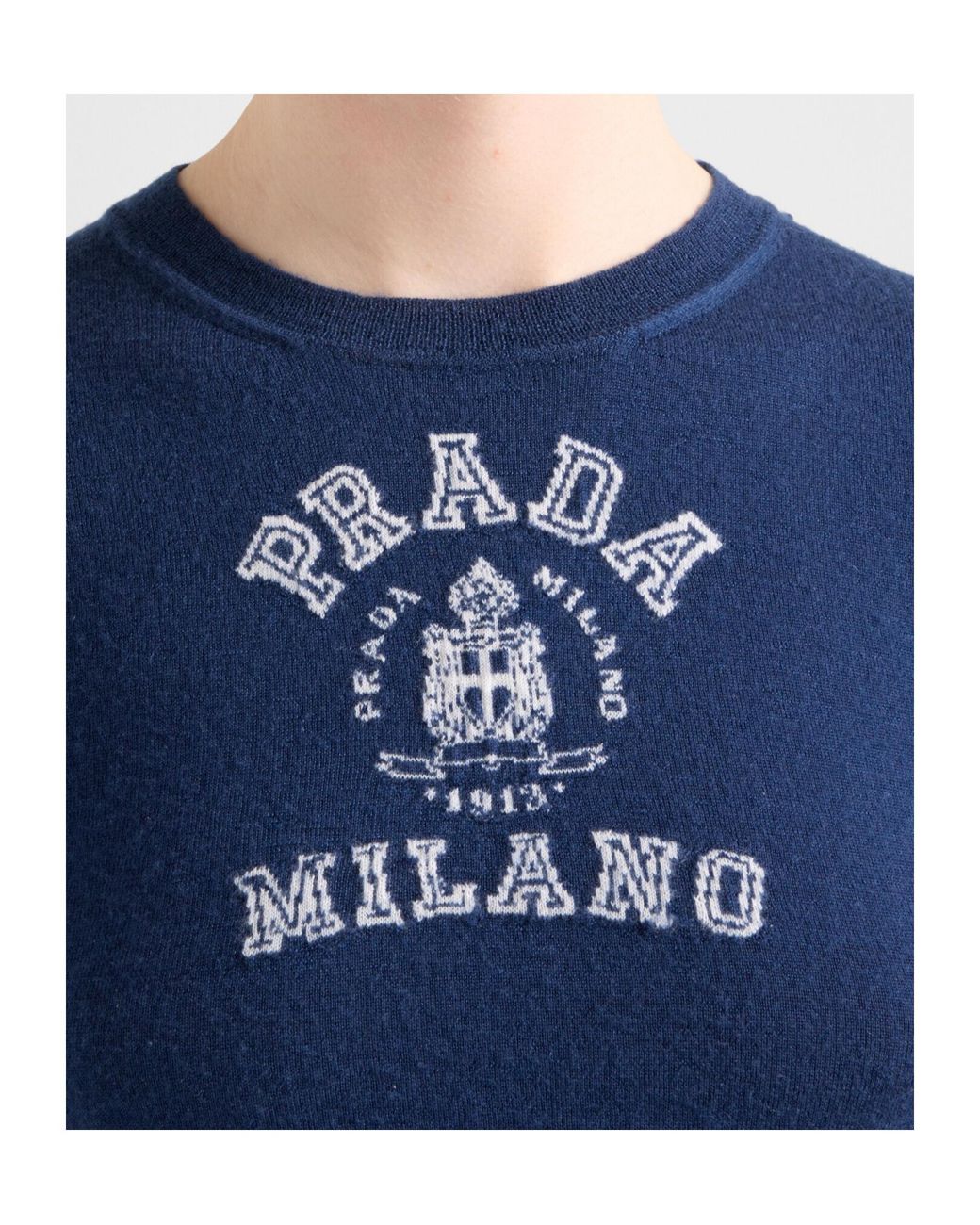 Prada Blue Cashmere Logo Sweater