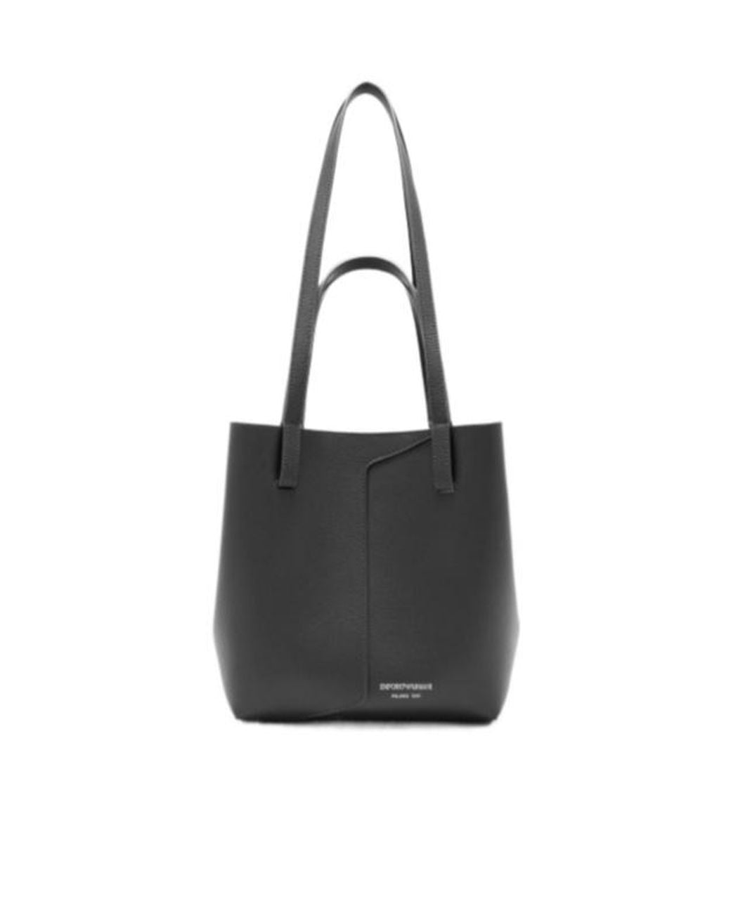 Emporio Armani Black Logo-Print Leather Shoulder Bag