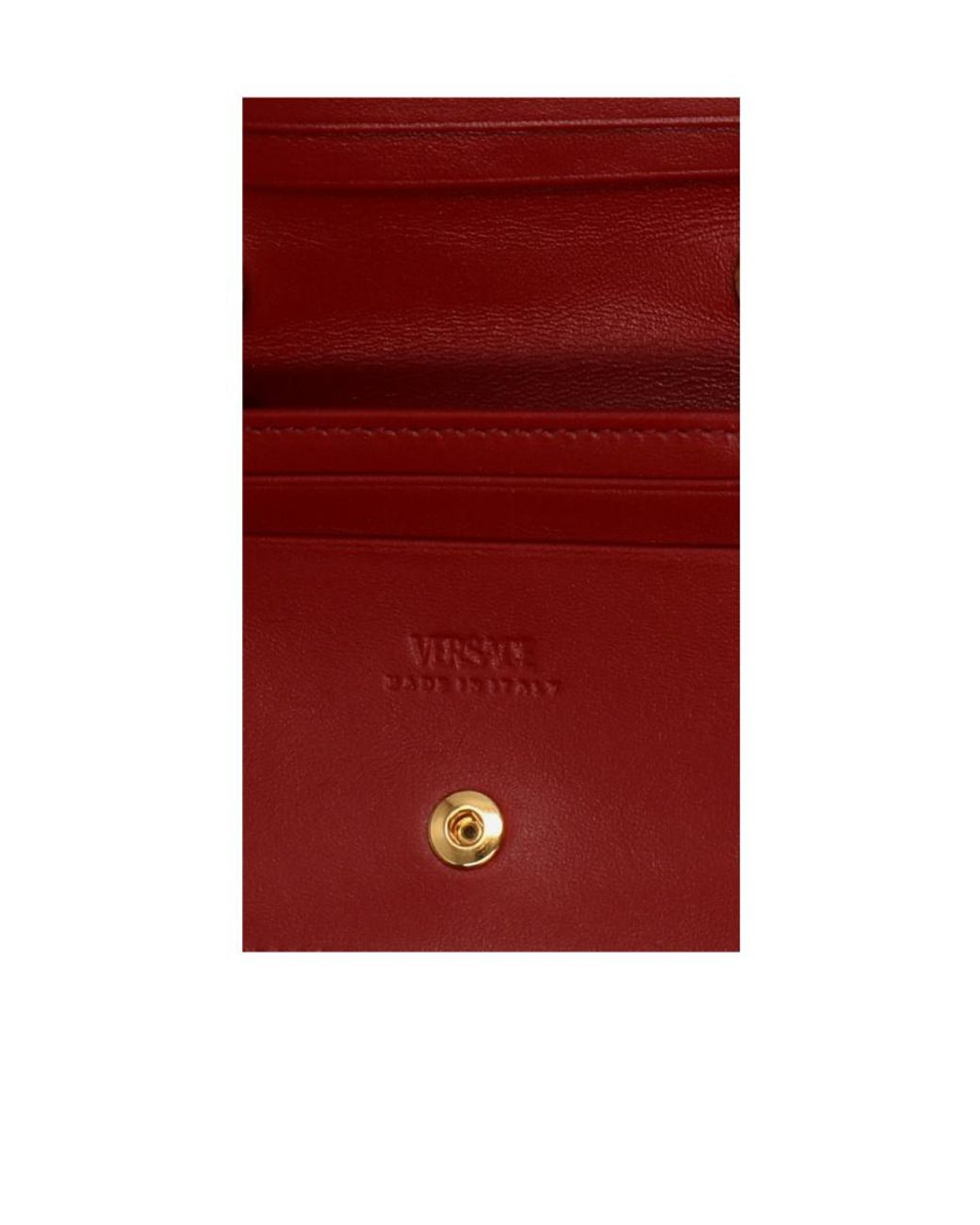 Versace Red Greca-Plaque Detail Wallet