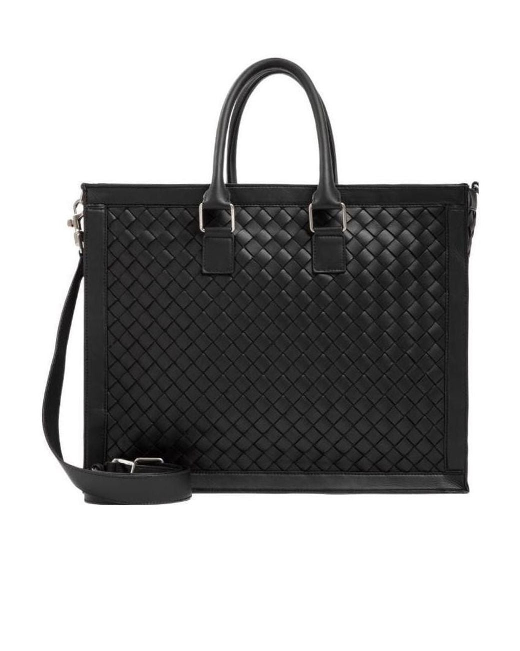 Bottega Veneta Black Intrecciato Briefcase for men