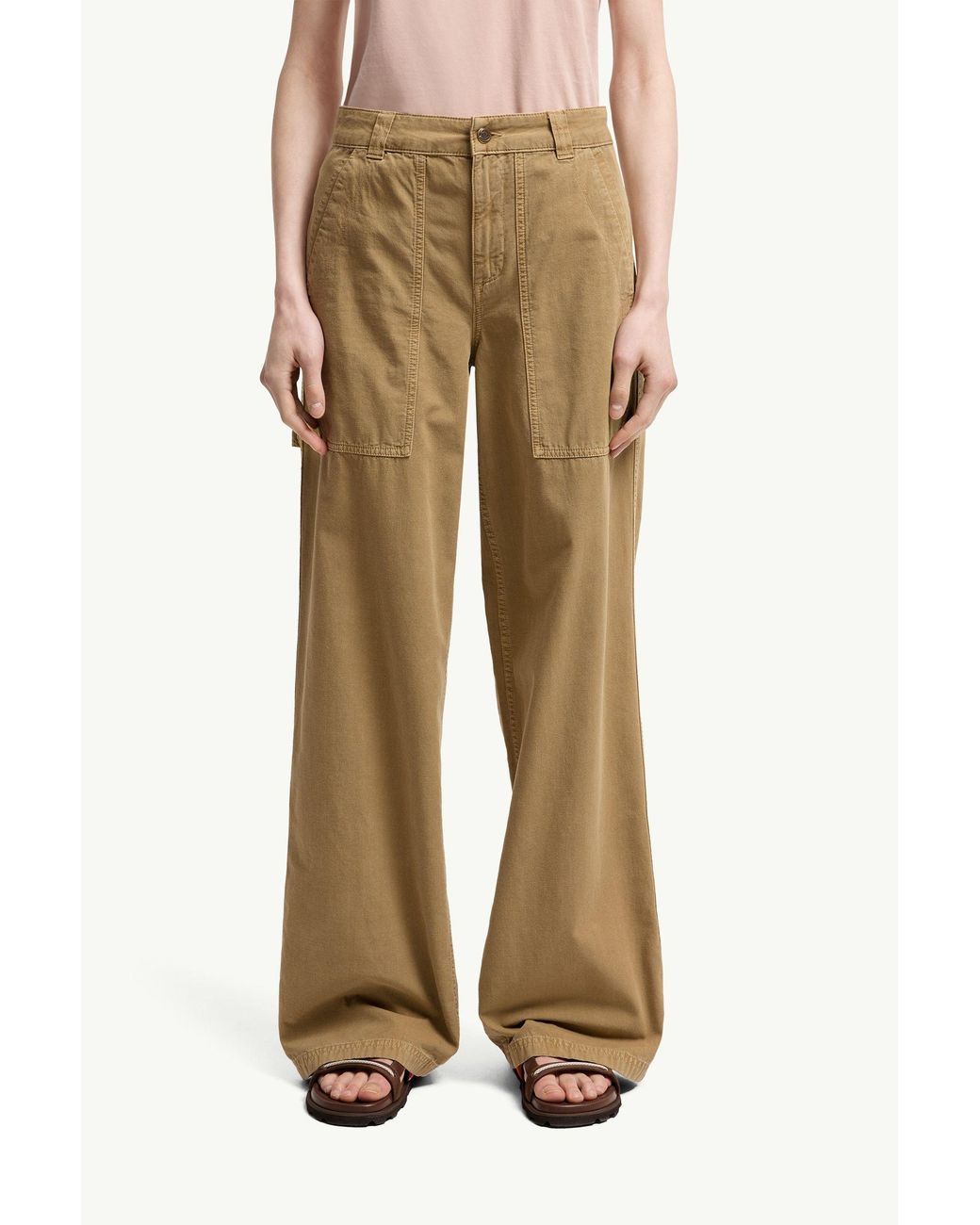 Moncler Natural Cotton Wide Leg Pants