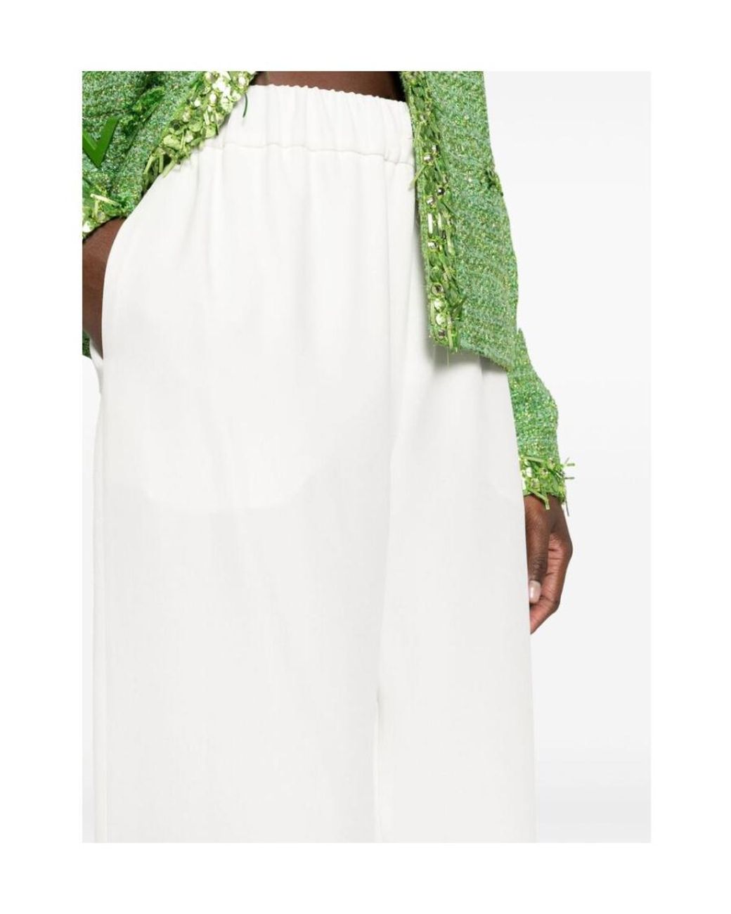 Valentino White High Waist Wide Leg Trousers