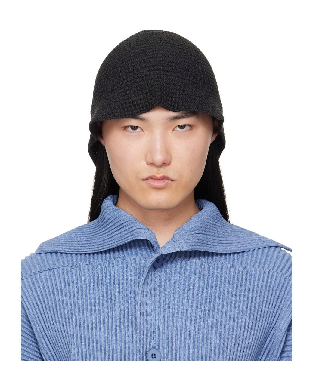 Homme Plissé Issey Miyake Blue Crocheted Fisherman's Hat for men
