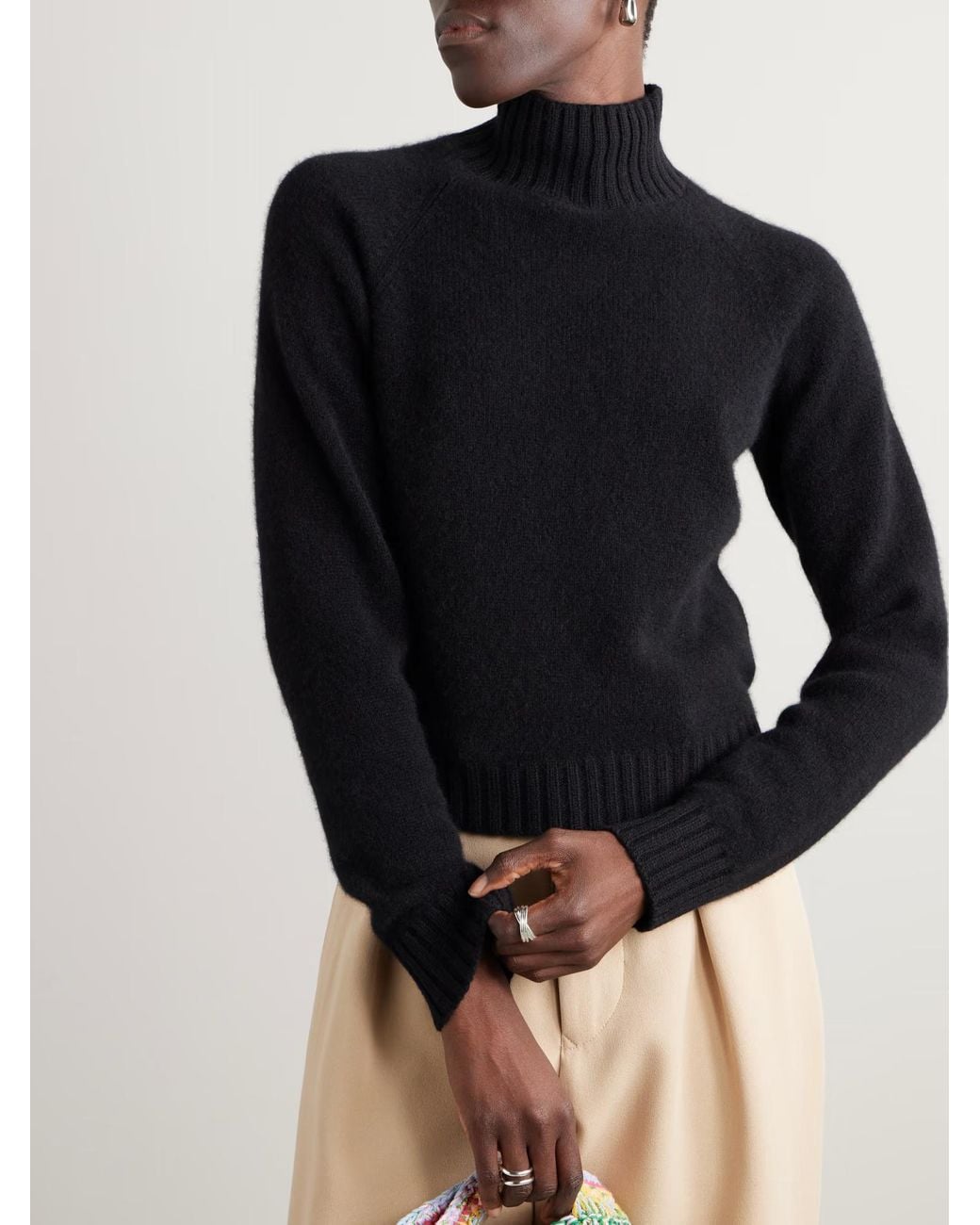 The Elder Statesman Black Cashmere Turtleneck Sweater