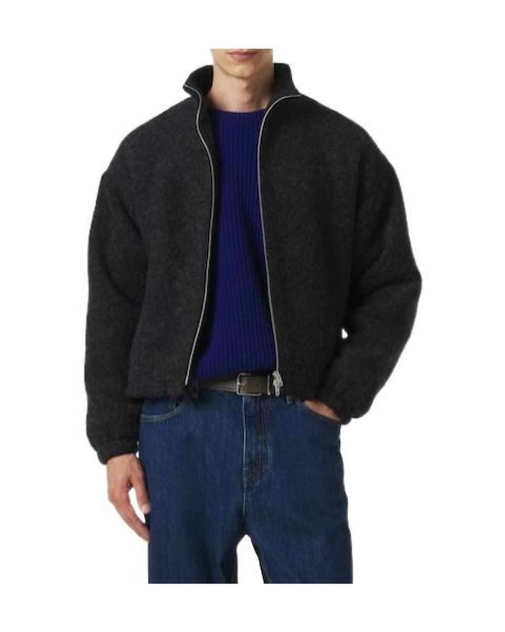 Jil Sander Black Wool-Blend Fleece Sweatshirt for men