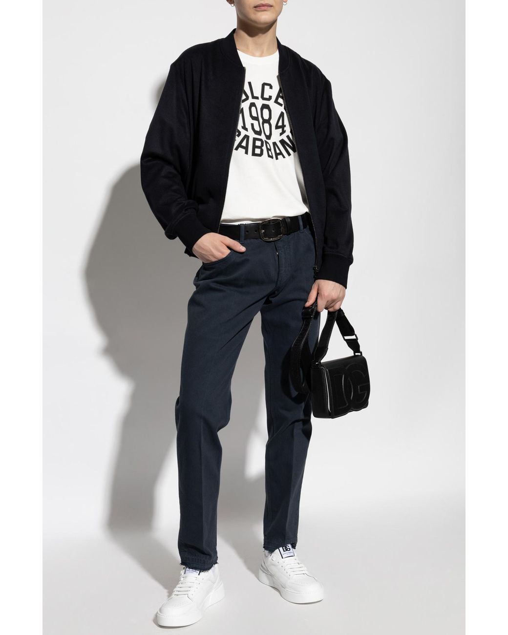Dolce & Gabbana Blue Zip-Up Bomber Jacket for men
