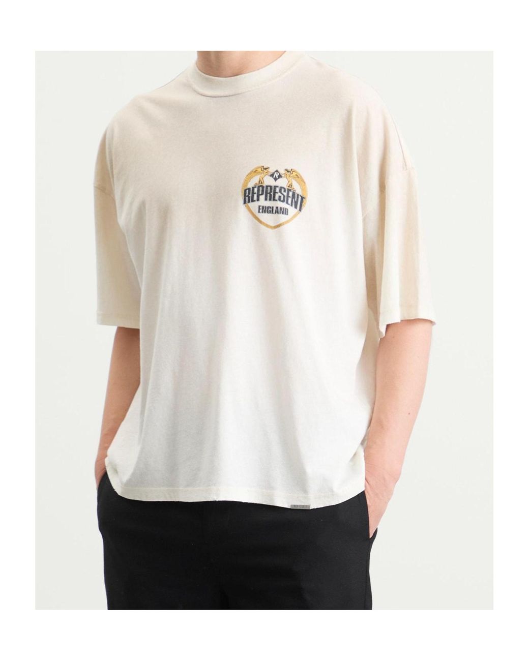 Represent White Angel Border Crew Neck T-Shirt for men
