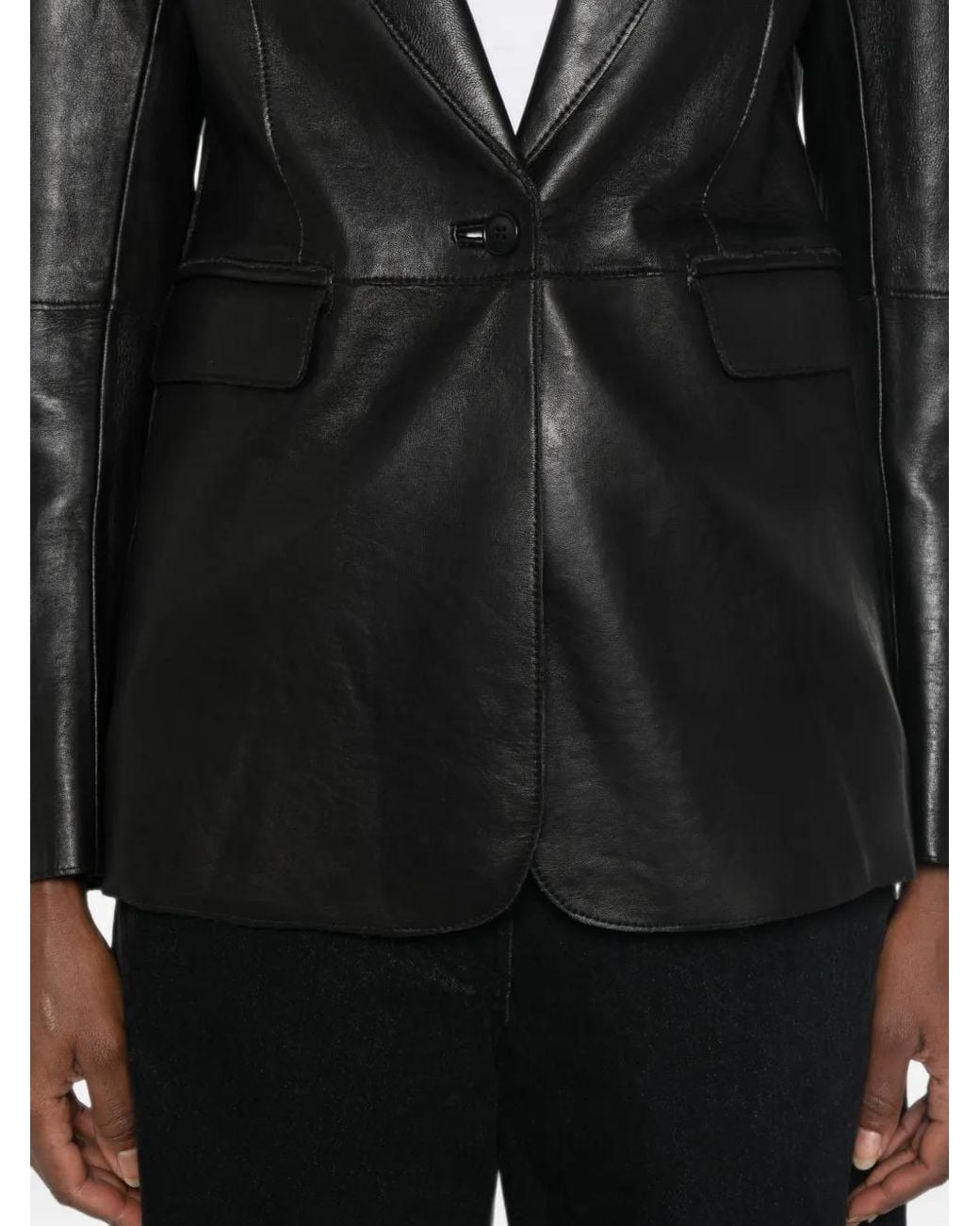 P.A.R.O.S.H. Black Long-Sleeve Leather Jacket
