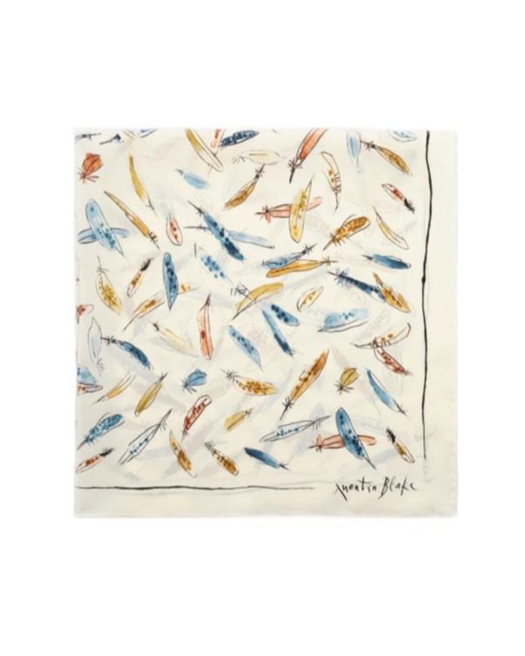 Burberry White Feather Print Silk Scarf