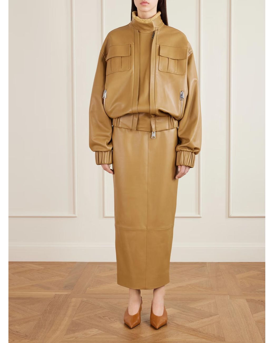 Khaite Brown Malone Pilot Leather Jacket