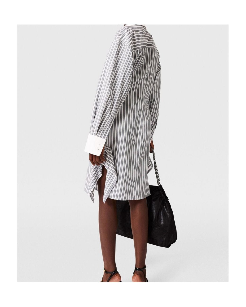 Stella McCartney Gray Long-Sleeve Pinstripe Shirt Dress