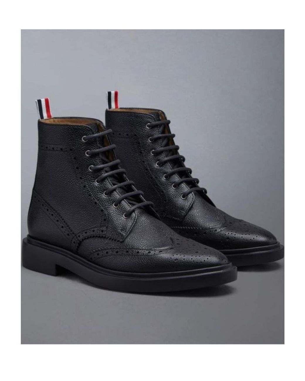 Thom Browne Black Brogue Lace-Up Boots